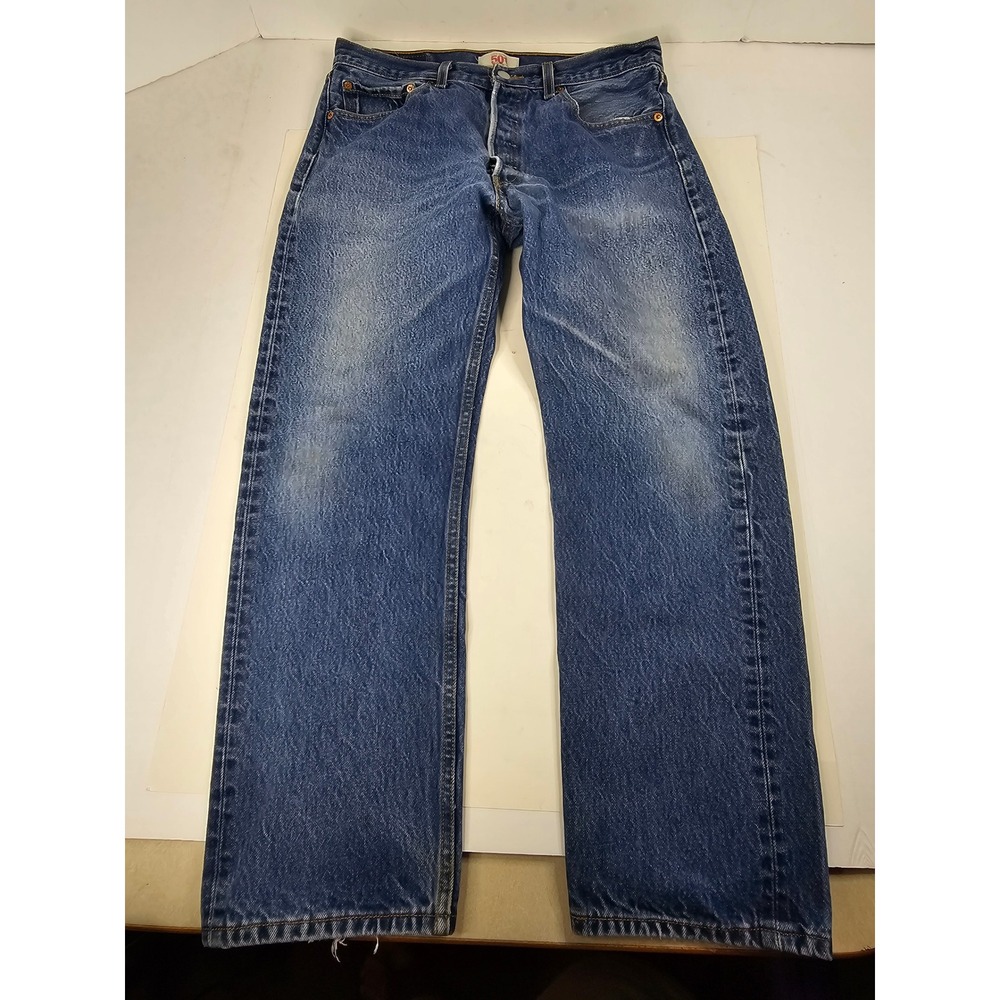 Levis 501 Original Fit Mens Jeans 33x30 Blue Medium Wash Straight Leg Button Fly